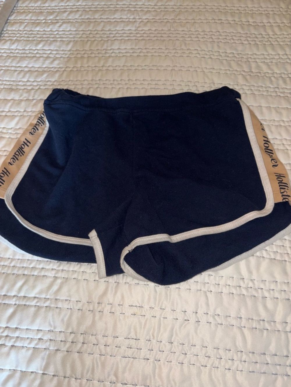 Hollister Navy Athletic Shorts with Beige Trim